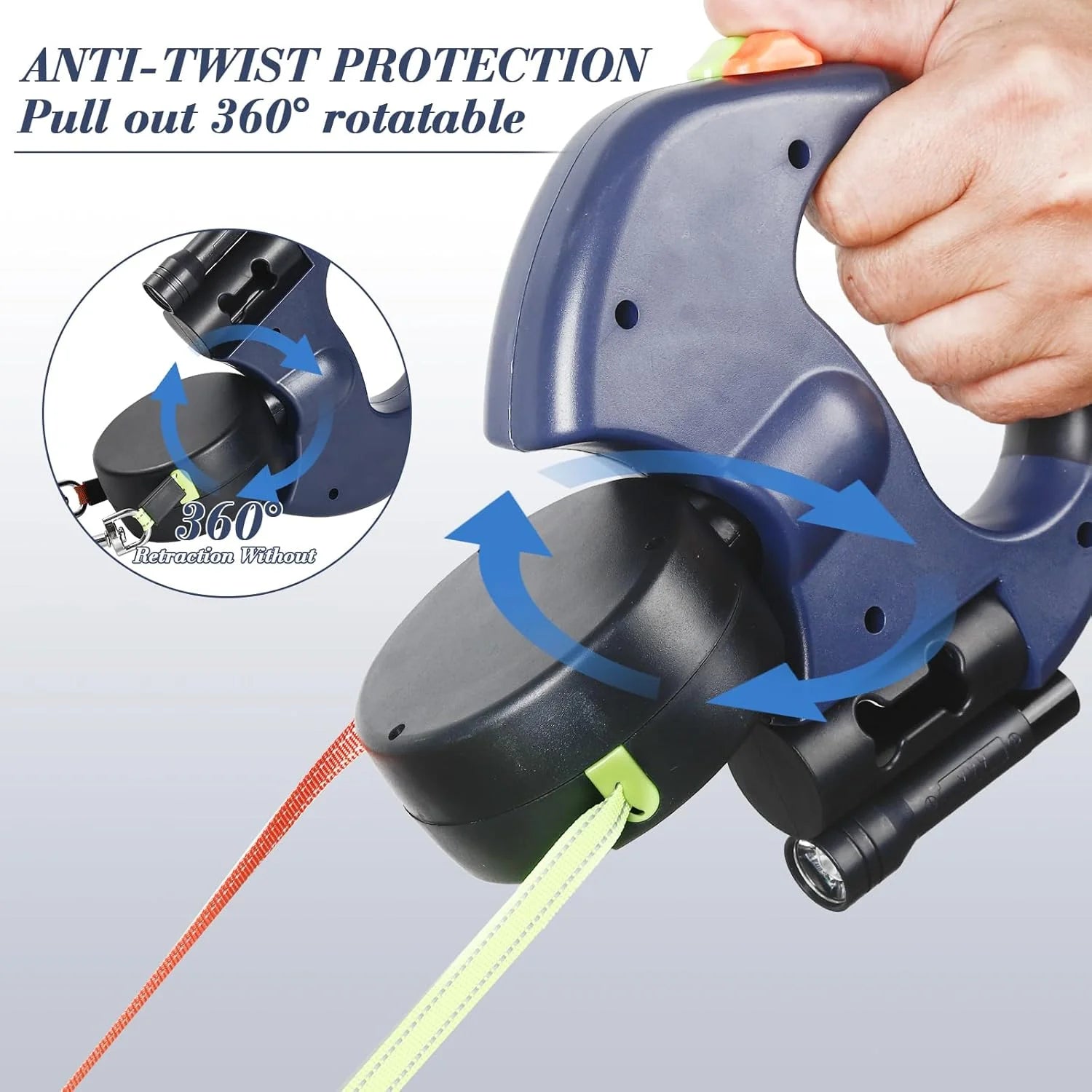 Dual Pet Leash Retractable Reflective Lead 360 Swivel Double Dog Walking Leash - The Happy Pet Store
