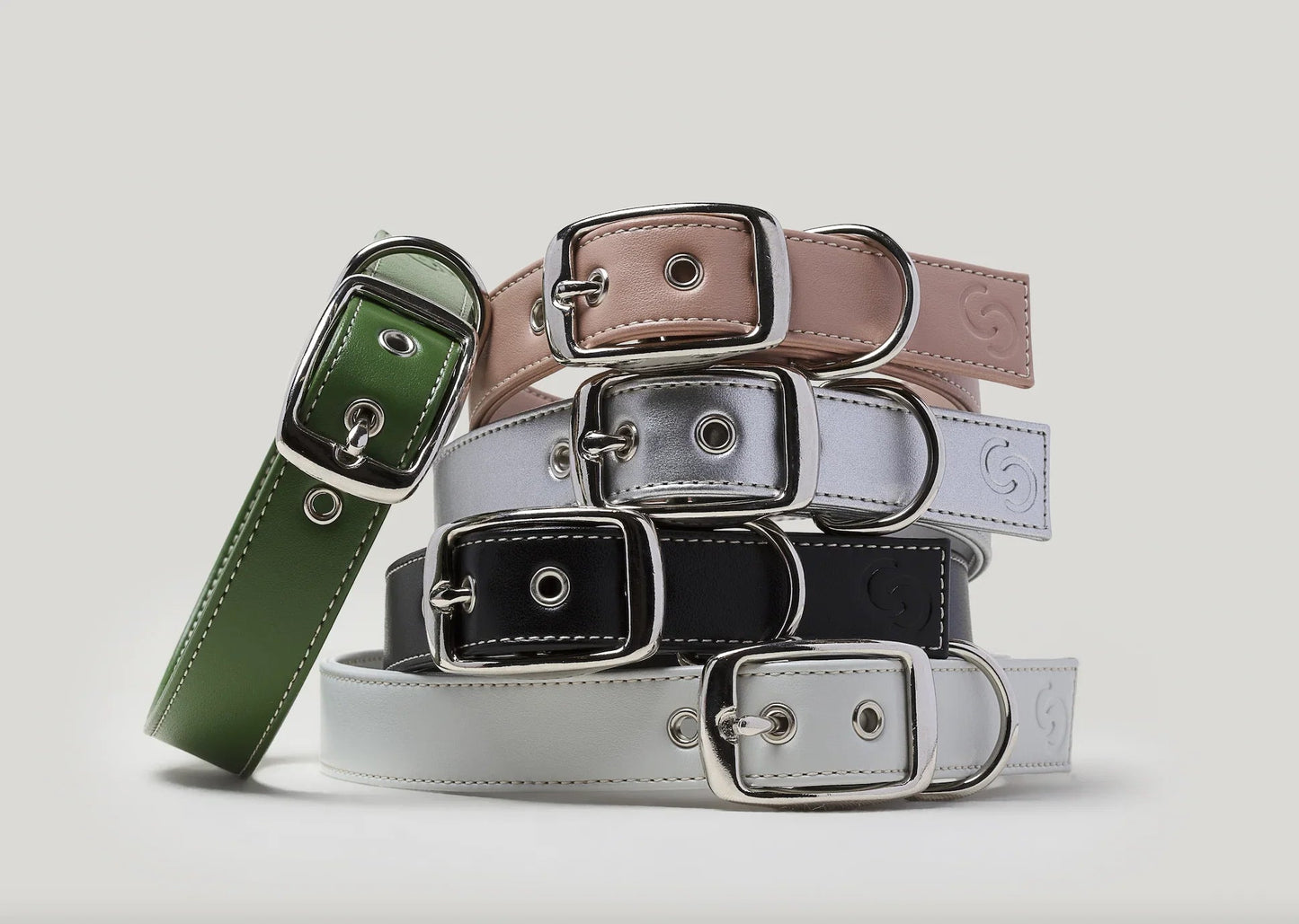 Forest green vegan apple leather dog collar - The Happy Pet Store