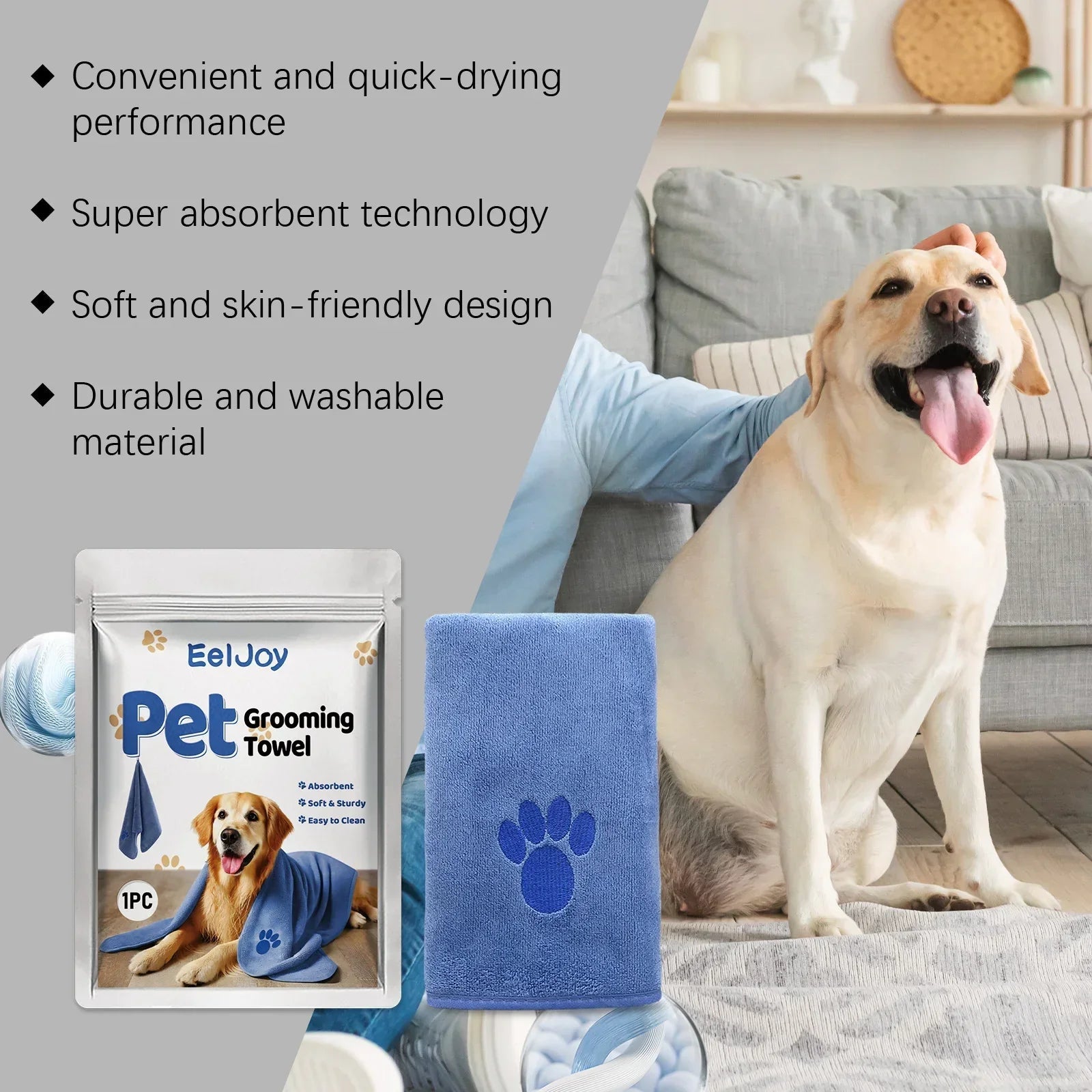 Pet Grooming Towel Accelerate the Evaporation and Drying of Surface Moisture Quickly Absorb Moisture From Pet Hair - The Happy Pet Store