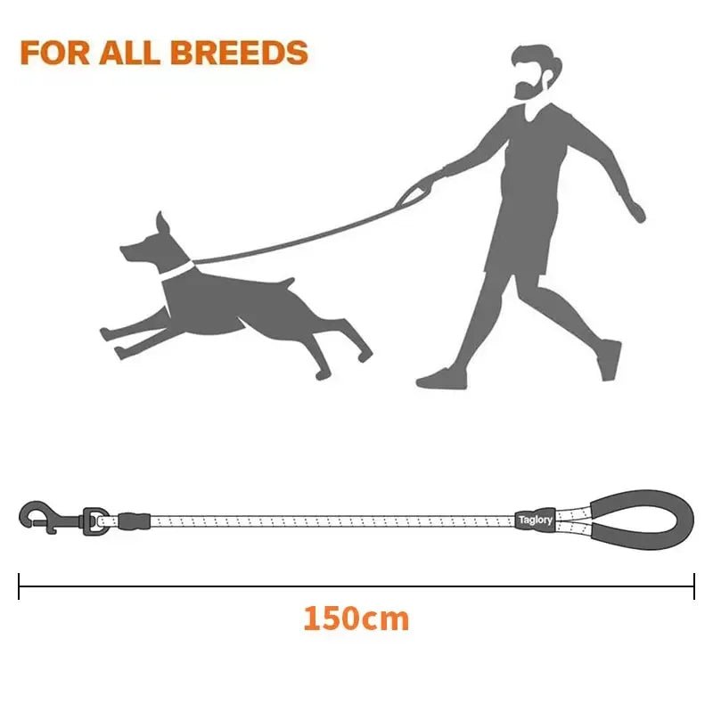 Reflective Dog Leash Traction Rope for Strong Big Small Medium Dog Safety Comfortable Durable Padded Handle Pet Accessories - The Happy Pet Store
