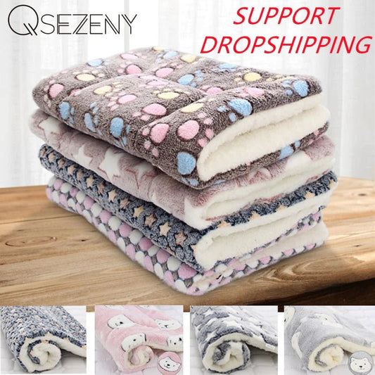 Soft Flannel Thickened Pet Soft Fleece Pad Pet Blanket Bed Mat for Puppy Dog Cat Sofa Cushion Home Rug Keep Warm Sleeping Cover - The Happy Pet Store